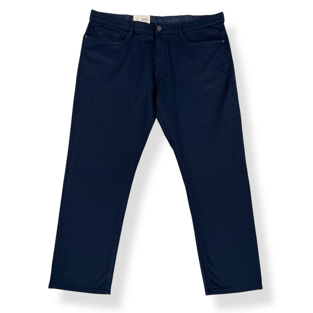 English Laundry Pants Mens 40x30 (ACT 40x28.5) Blue Twill Straight Stretch NEW